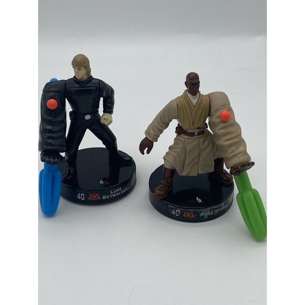 Star Wars Attacktix Luke Skywalker & Mace Windu Battle Masters Game 2005 Hasbro